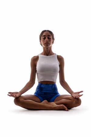Tranquil yoga meditation: mindful lotus pose with open palms