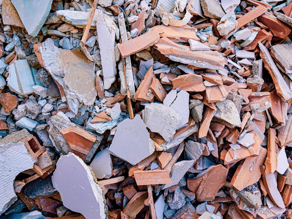 Rubble pile from demolished apartment building