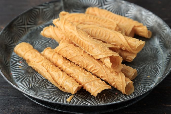 Kue Semprong or Indonesian Egg Roll with Ginger Aroma