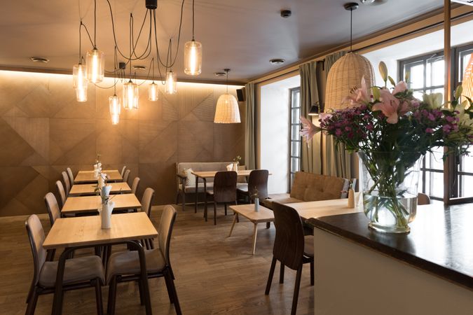 Interior of cozy restaurant