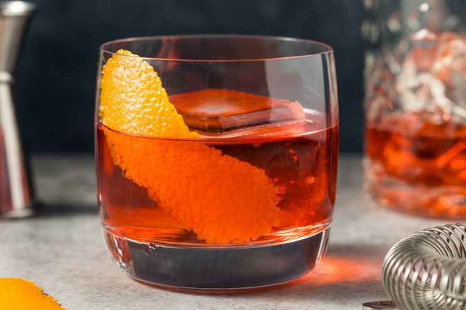 Cold Boozy Gin Negroni Cocktail