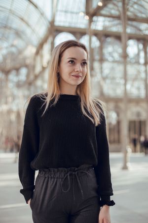 elegant woman walking in Crystal Palace