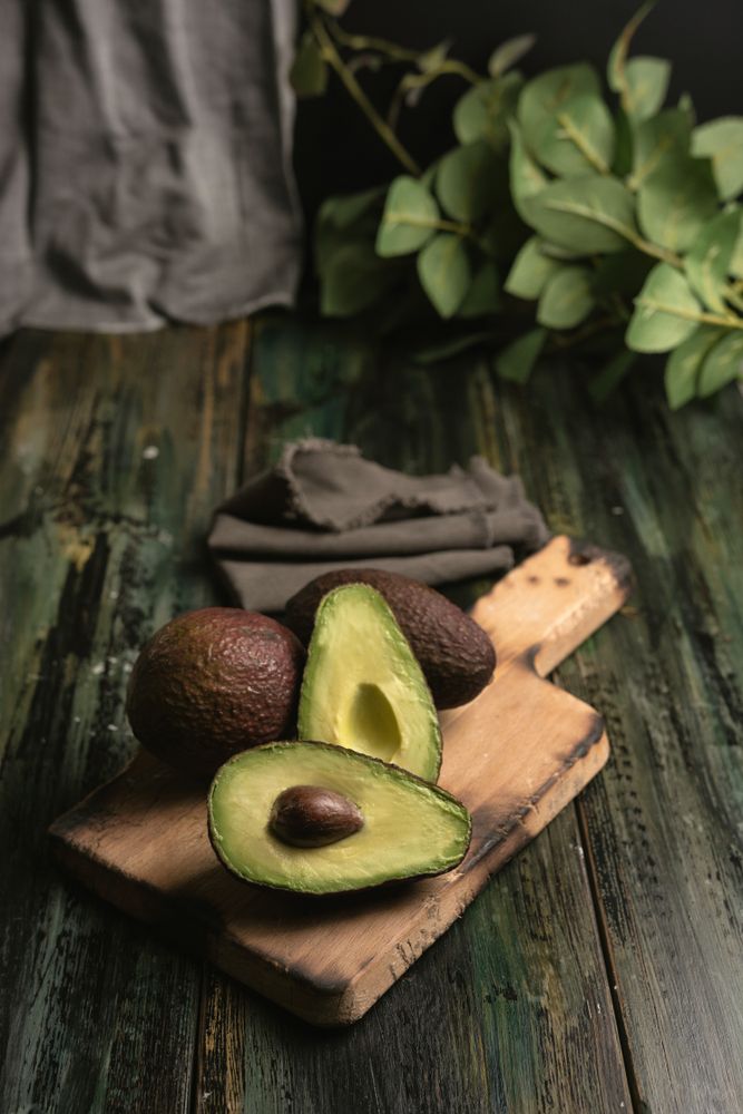 Set of freshly cut fresh avocados