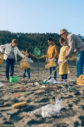 Volunteers cleaning the beach