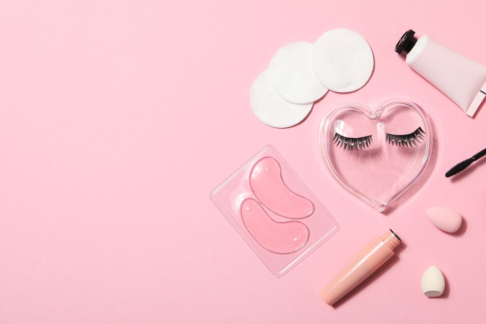 False eyelashes, concept of different makeup accessories