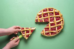Slice of rhubarb pie