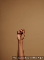 Fist held tightly against brown background 4BR1M4