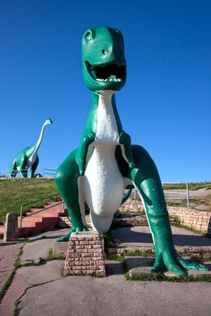 Green dinosaur figures at Dinosaur Park, Rapid City, South Dakota