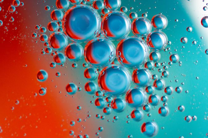 Abstract blue and red water bubbles