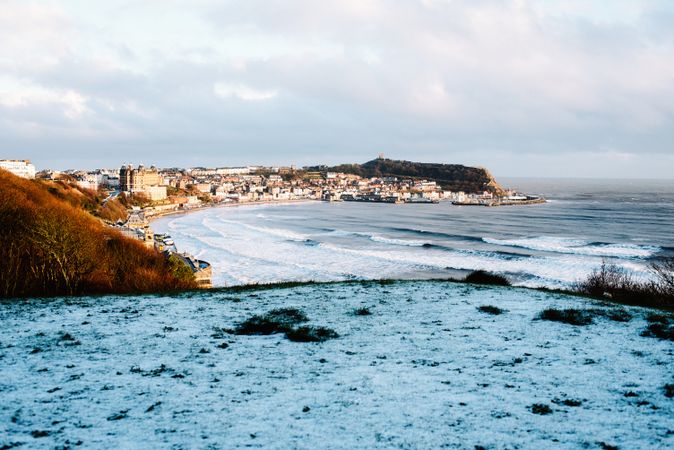 Picturesque seacoast back bay in Yorkshire, England
