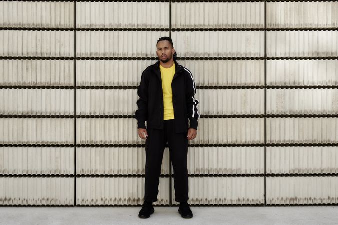 Black male near concrete blocks