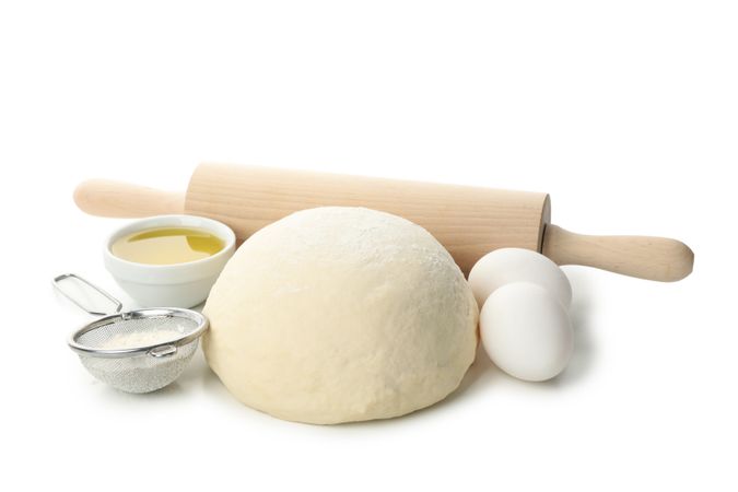 Concept for baking with dough isolated on blank background