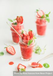 Refreshing summer drink with strawberries and mint garnish 41Paj5
