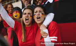 Females from Germany cheering from stadium fan zone be9oGb