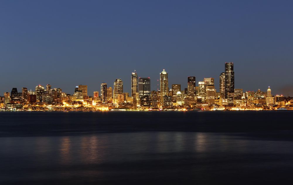 Seattle skyline at night