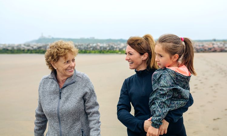 Women walking on the beach