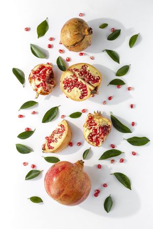 fresh seasonal pomegranate from above
