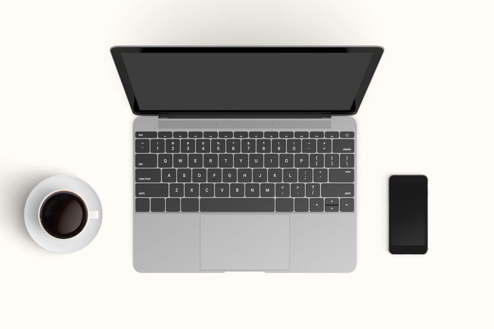 Modern workspace with  copy space on color background