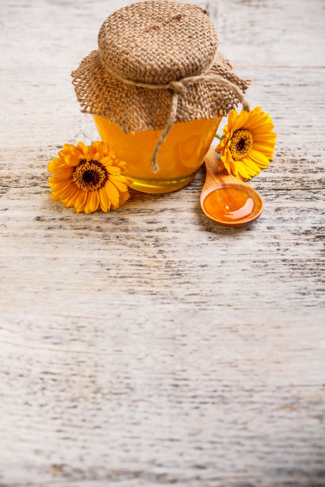 Top view of jar of honey