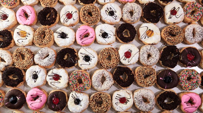 Colorful Donut Background, Full Frame
