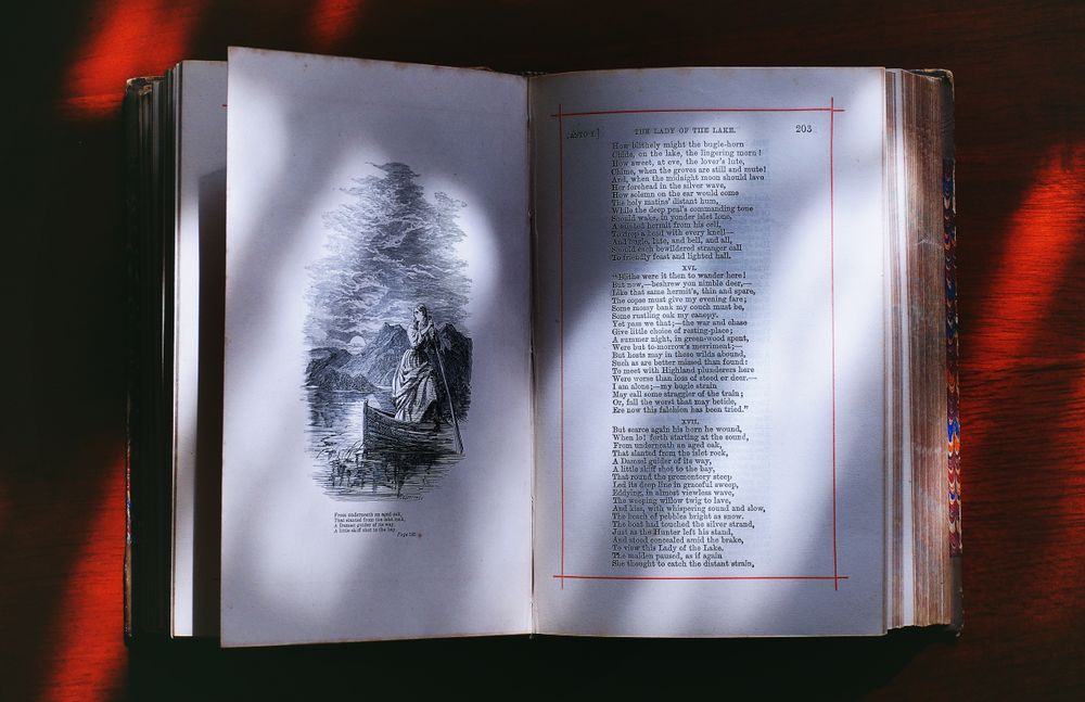 Open book with text and picture
