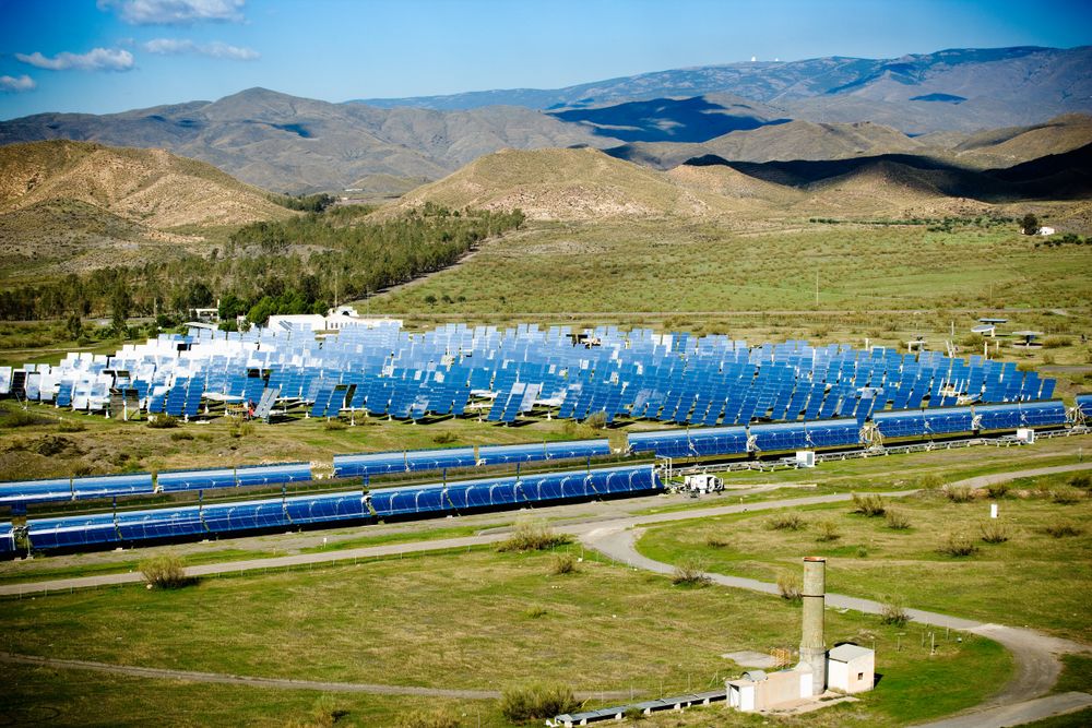 Solar panels on power station