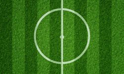 Top view of soccer field with grass lines
