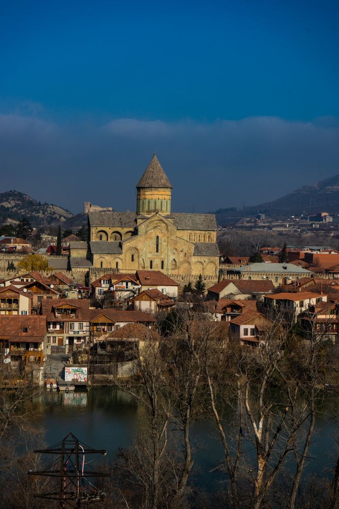 View of castle looking over the ancient capital of Georgia, Mtskheta