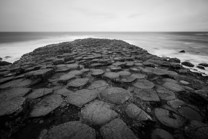 Sea and cliffs on cloudy day