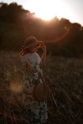 Woman walking in field