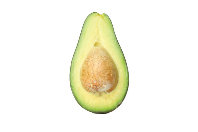 Half of ripe avocado isolated on blank background