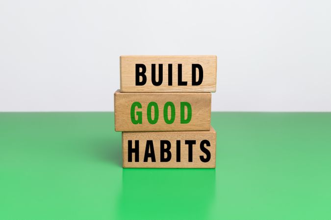 build good habits words symbol on wooden blocks