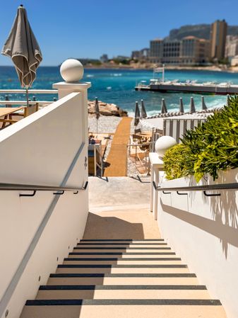 Steps to organised beach, Monaco