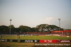 Kedira, East Java Indonesia - October 4, 2019: Soccer game on the field 5on1m0