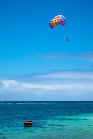 Colorful parasol shoot in the sky above Indian Ocean