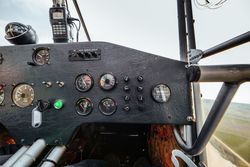 Interior of the cockpit of a small plane