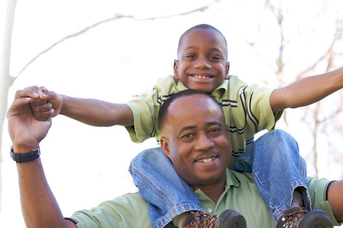 Man and Child Having Fun