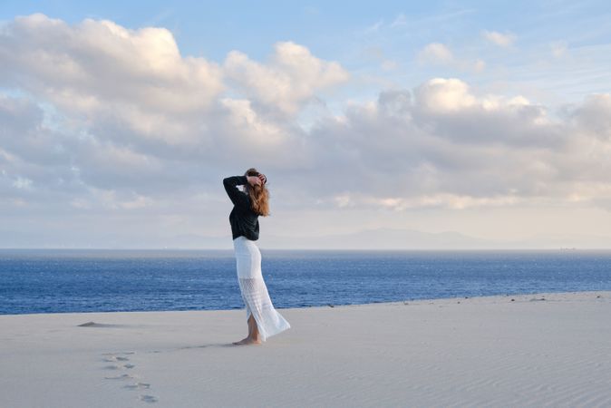 woman on desert beach