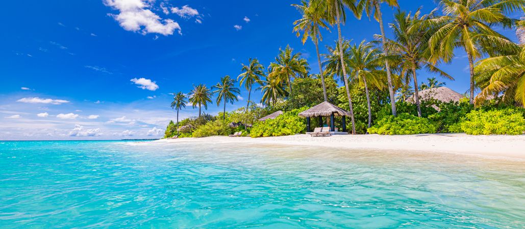 Beautiful tropical beach pictured from the water