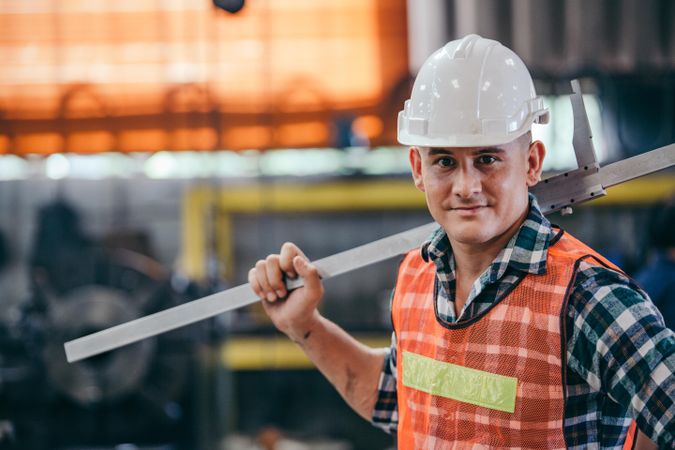 Portrait of confident male engineer metalworker