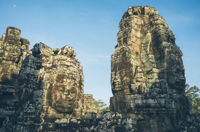 Stone statues near ancient temple