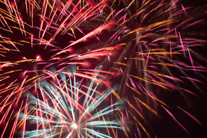 Bright fireworks on night sky