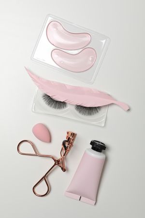 False eyelashes, concept of different makeup accessories
