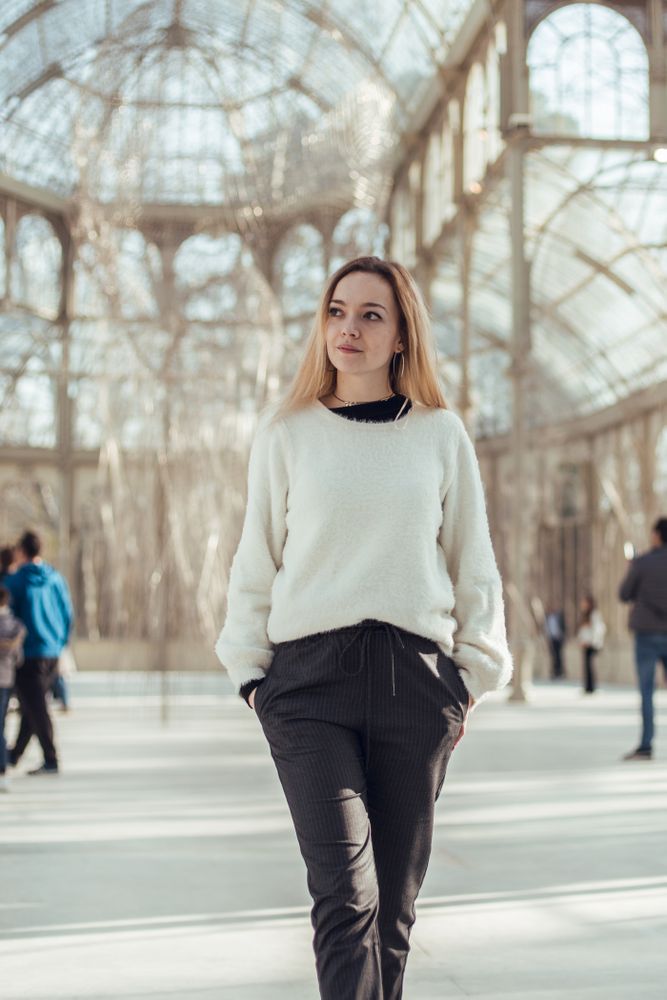 elegant woman walking in Crystal Palace