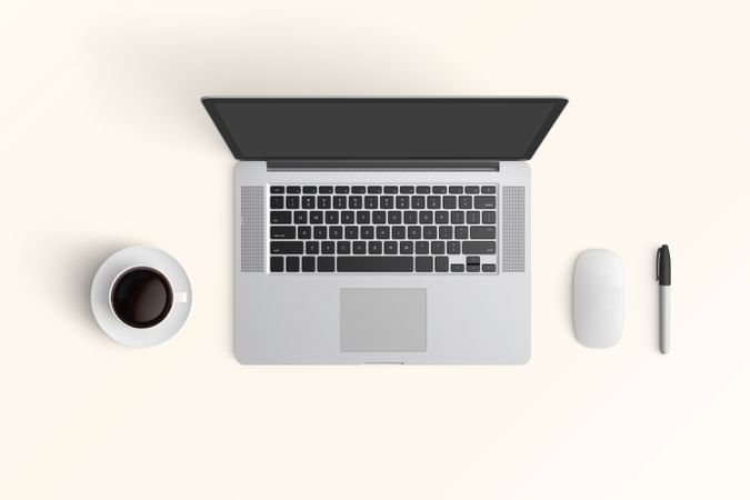 Modern workspace with  copy space on color background