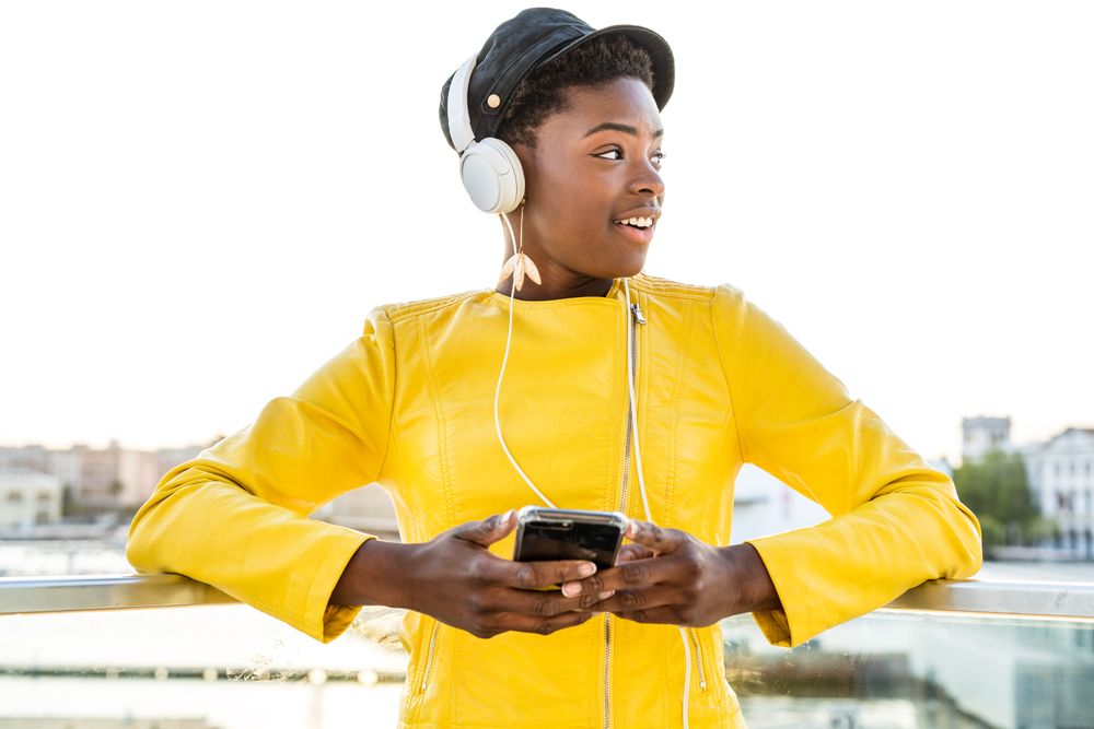 Black woman using mobile phone