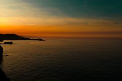 Peaceful endless ocean in sunset