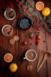 Hot chocolate near breakfast food