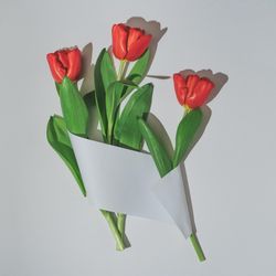 Tulips wrapped in light  paper card note