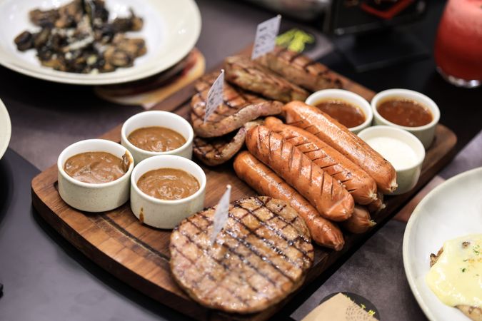 Roasted Meat Sausage on Steak Plate